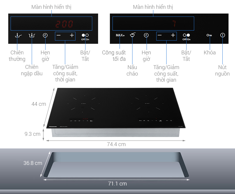 Bếp từ đôi âm Panasonic KY-C1W70KRA 3200W