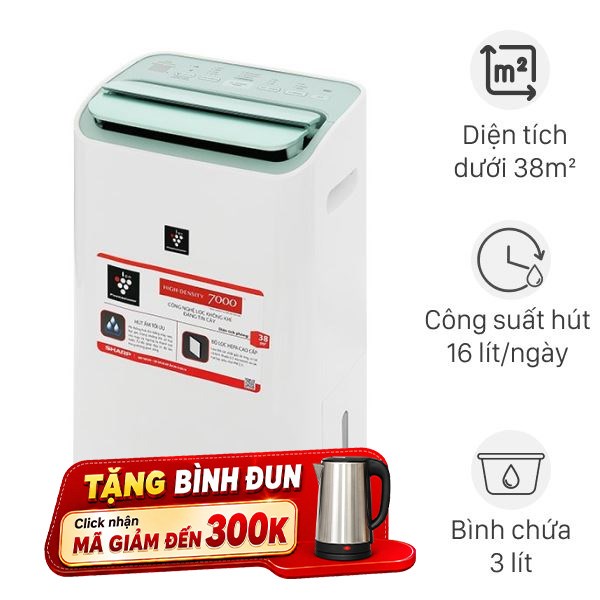 Máy hút ẩm kết hợp lọc không khí Sharp DW-E16FA-W