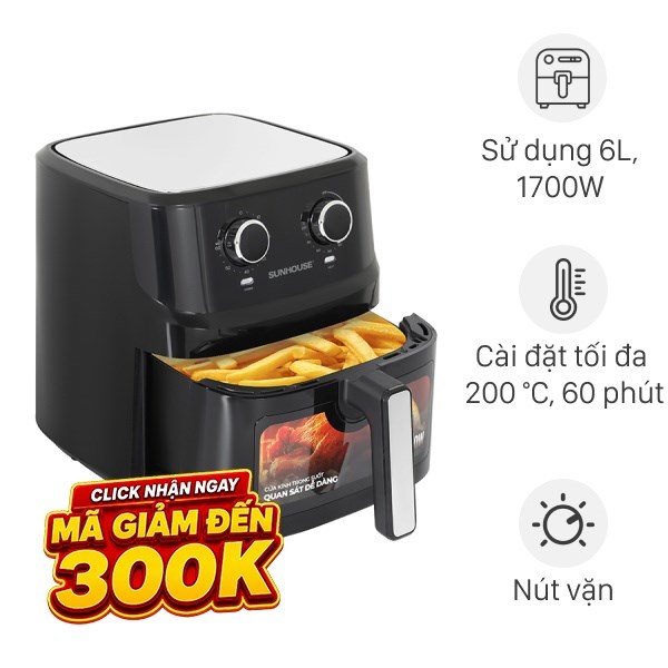 Nồi chiên không dầu Sunhouse 6.5 lít SHD4030