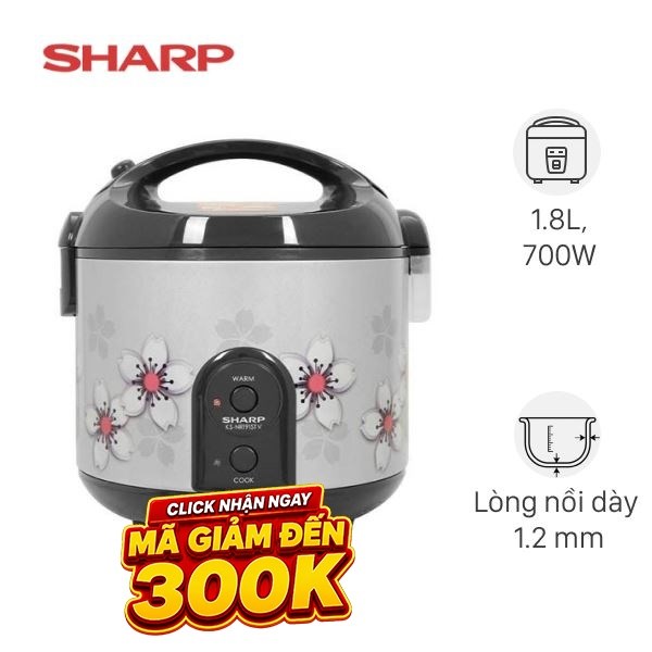 Nồi cơm nắp gài Sharp 1.8 lít KS-NR191STV