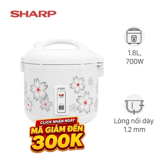 Nồi cơm nắp gài Sharp 1.8 lít KS-N182ETV