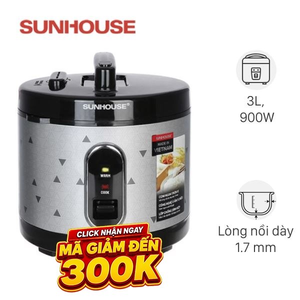 Nồi cơm nắp gài Sunhouse 3 lít SHD8305