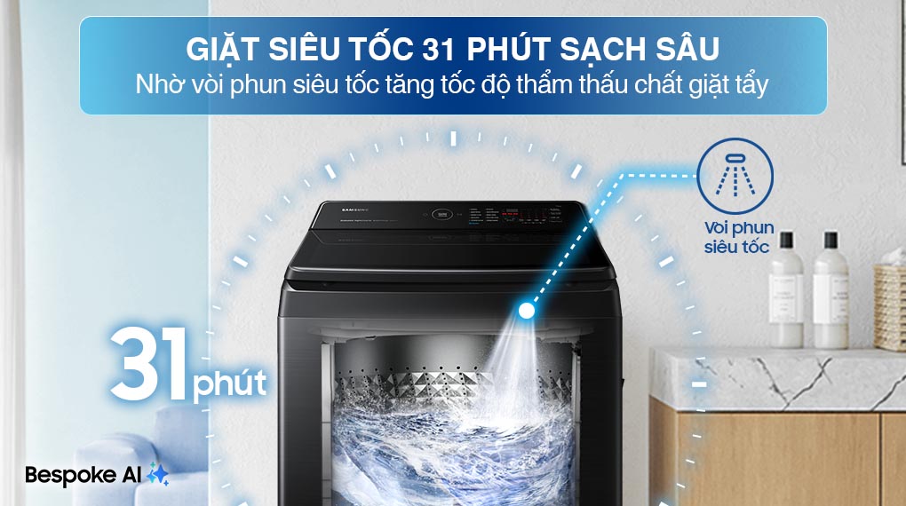 Máy giặt Bespoke Samsung Ecobubble Inverter 19Kg WA80F19B9BSV