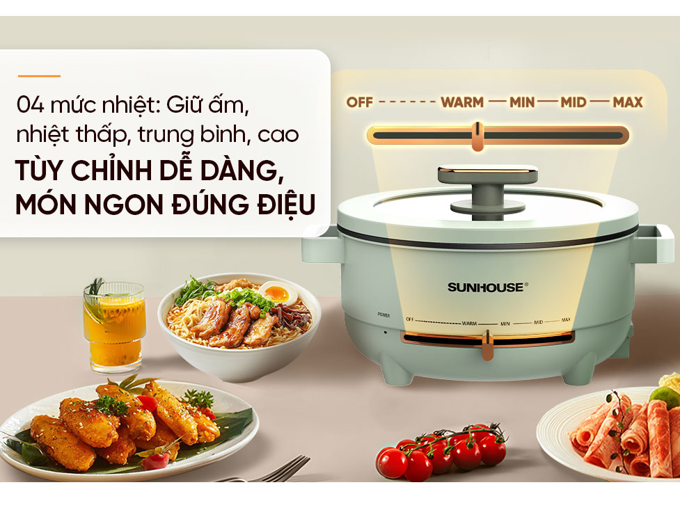 Nồi lẩu hấp điện đa năng 4L Sunhouse SHD4540