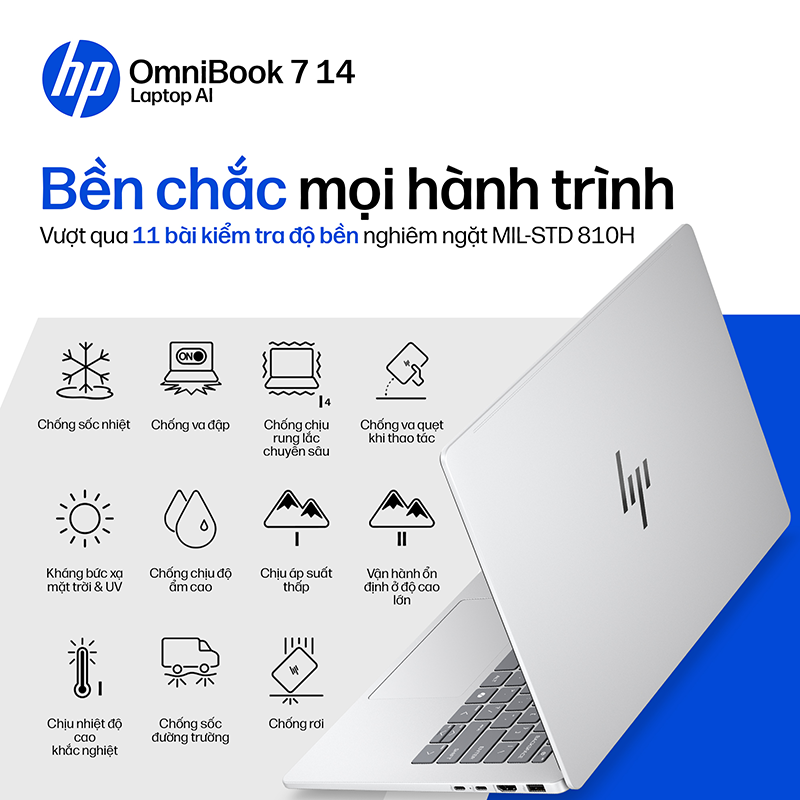 Laptop HP OmniBook 7 14-fr0024TU C1MN0PA /Ultra 7-255H/32GB/512GB/142K /3 Cell/OfficeH24+M365B/Win11/Bạc/1Y
