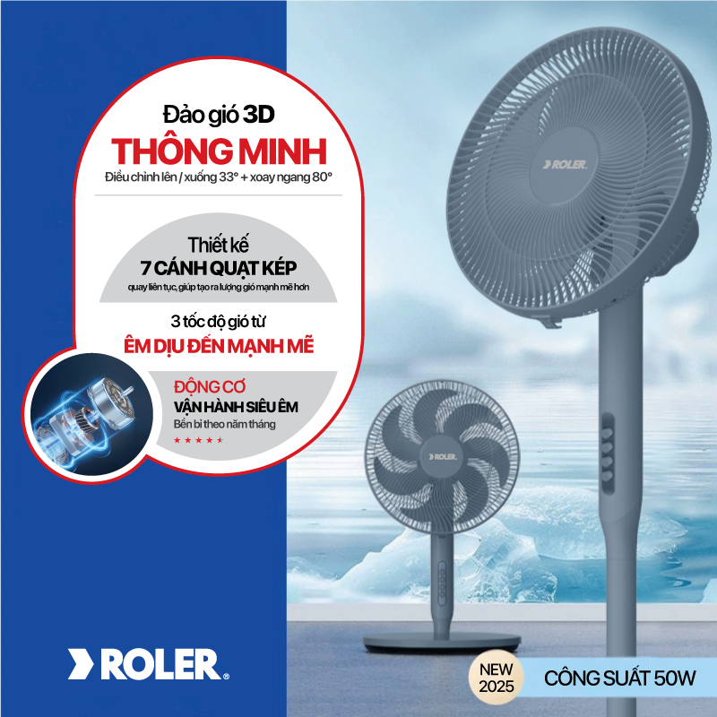 Quạt cây ROLER 7 cánh Xám – RF-7126